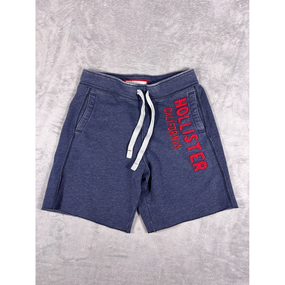 Y2K Hollister California Sweat Shorts Mens S Blue Drawstring Raw Hem Lounge